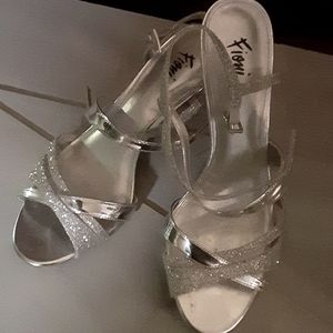Silver heels size 8